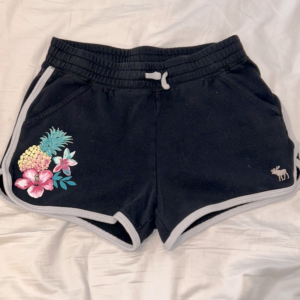 Abercrombie Kids Black Pineapple Flower Shorts Girls 13-14Y